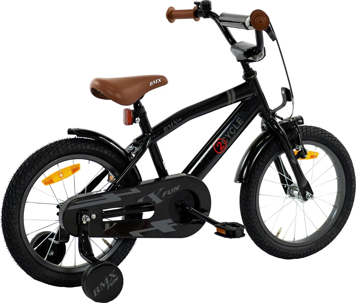 2Cycle BMX-Fun Kinderfiets - 16 Inch - Zwart - Jongensfiets 5 2Cycle BMX-Fun Kinderfiets - 16 Inch - Zwart - Jongensfiets - Afbeelding 3