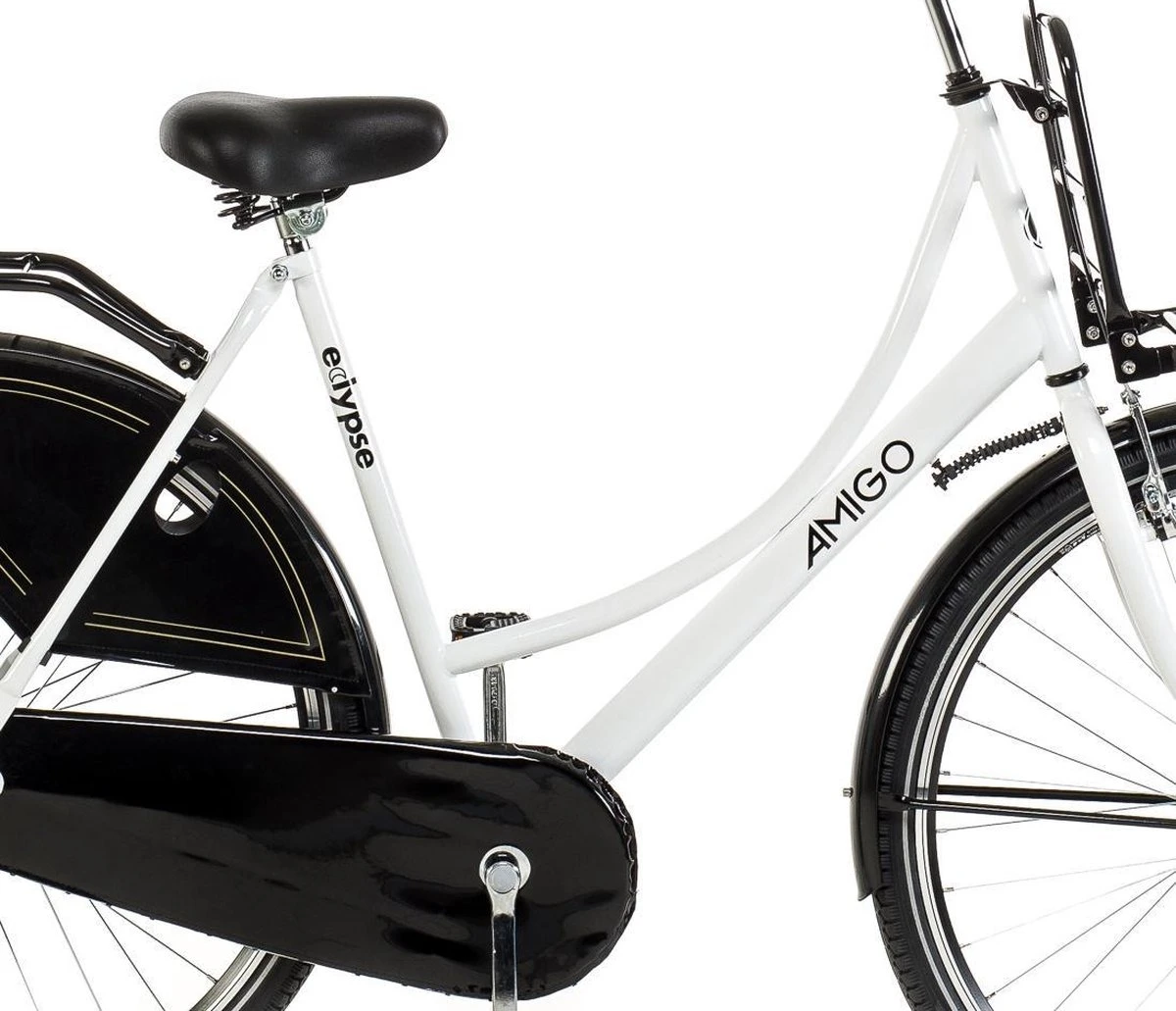 Amigo Eclypse Transportfiets 28 Inch - Omafiets Met Voordrager - Wit/Zwart 6 Amigo Eclypse Transportfiets 28 Inch - Omafiets Met Voordrager - Wit/Zwart - Afbeelding 4