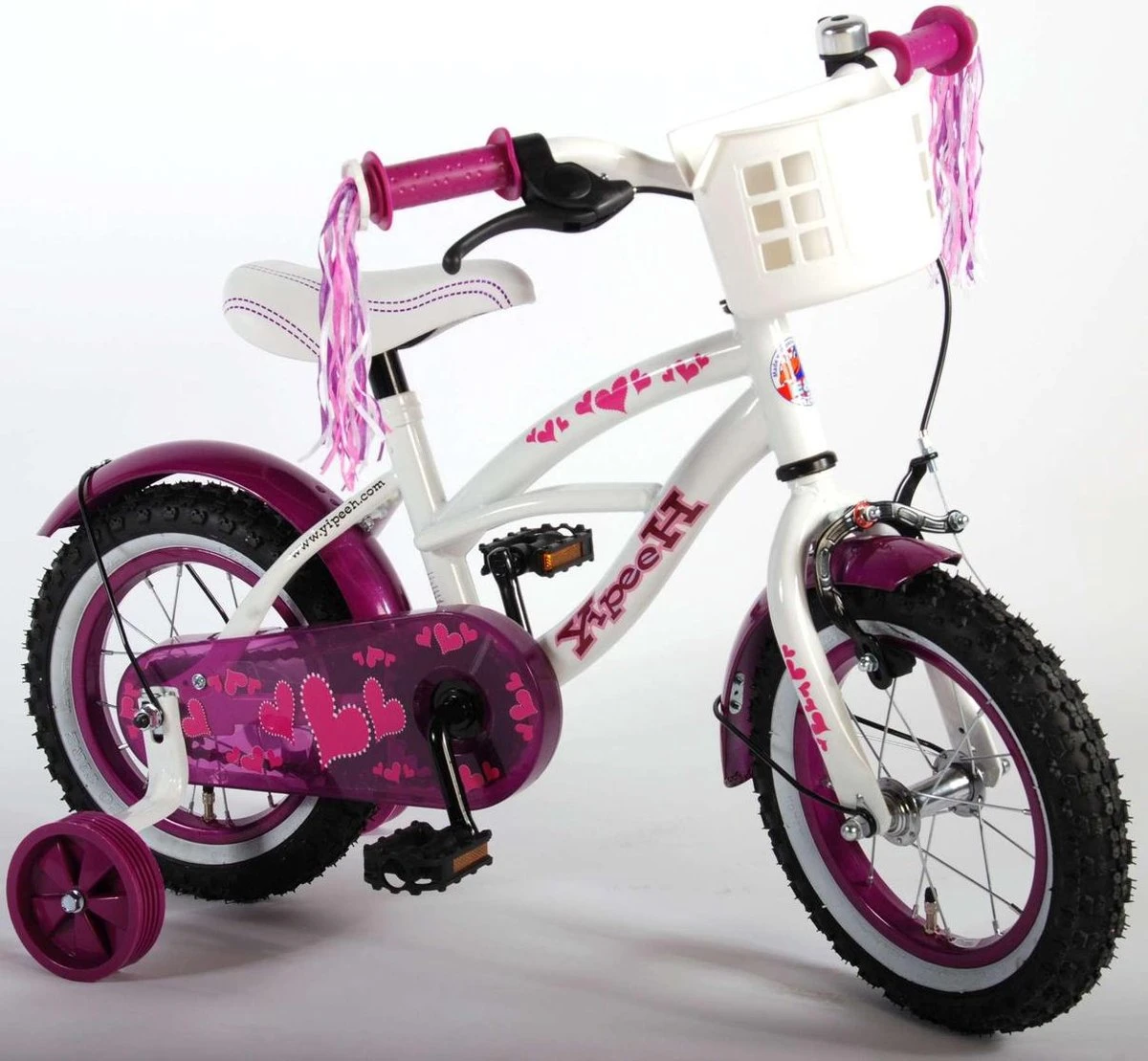 Volare Heart Cruiser Kinderfiets - Meisjes - 12 Inch - Wit Paars 12 Volare Heart Cruiser Kinderfiets - Meisjes - 12 Inch - Wit Paars - Afbeelding 10
