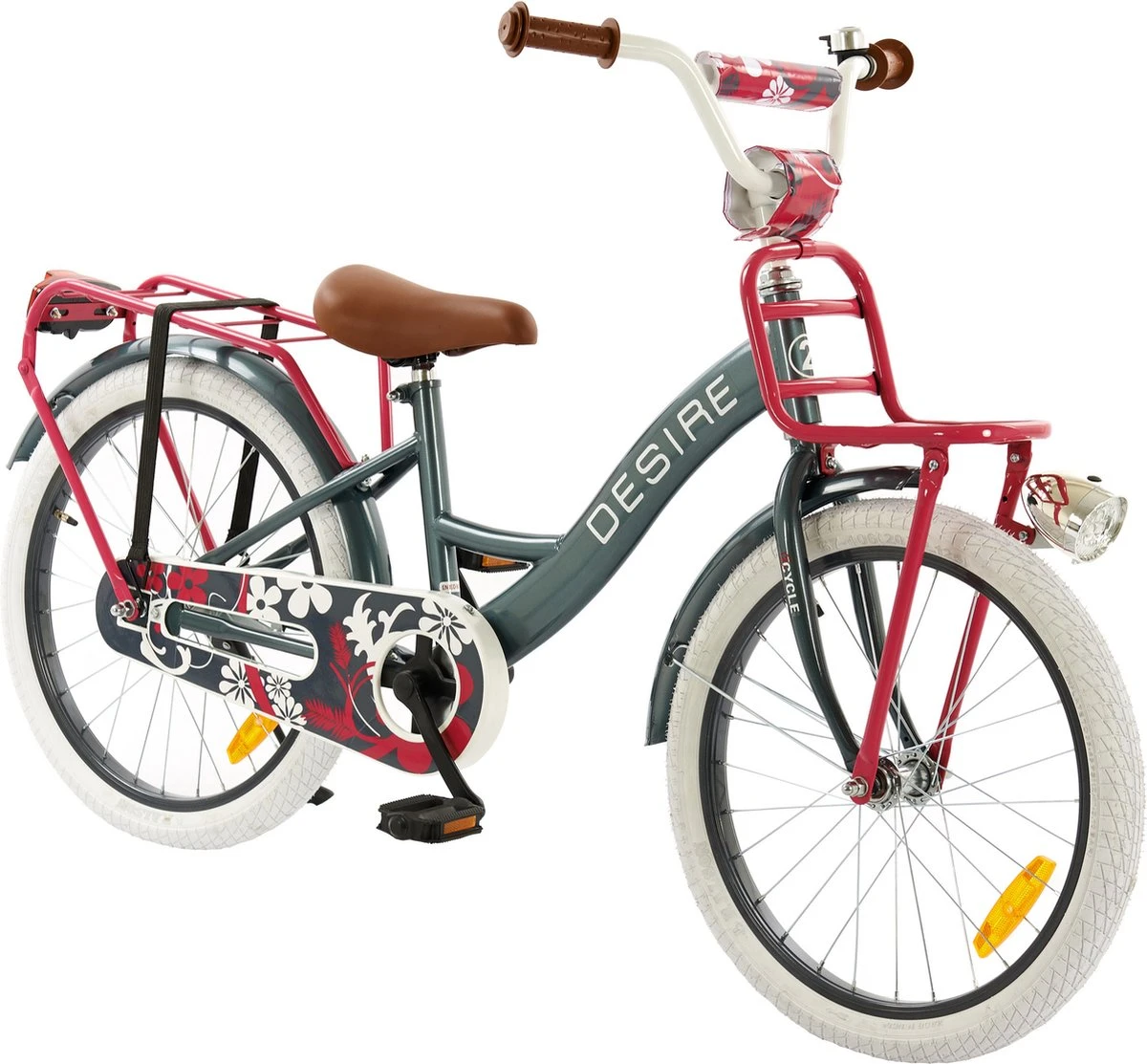 2Cycle Desire Kinderfiets - 20 Inch - Voordrager -Grijs-Roze - Meisjesfiets 3 2Cycle Desire Kinderfiets - 20 Inch - Voordrager -Grijs-Roze - Meisjesfiets