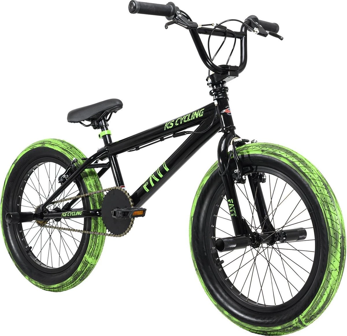 Ks Cycling Fiets BMX Freestyle 20'' Fatt Zwart-groen - 25 Cm 3 Ks Cycling Fiets BMX Freestyle 20'' Fatt Zwart-groen - 25 Cm