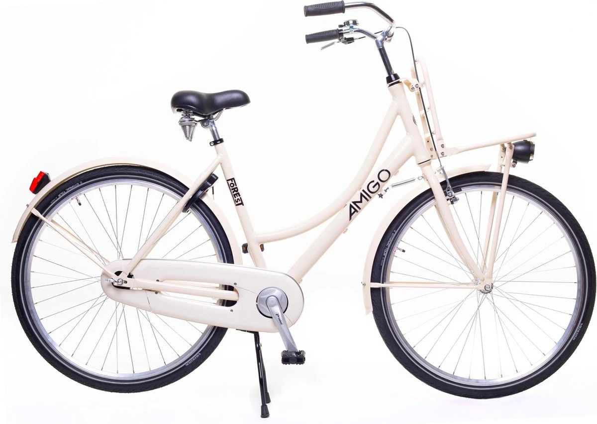Amigo Forest - Transportfiets 28 Inch - Damesfiets Met Voordrager - Crème 2 Amigo Forest - Transportfiets 28 Inch - Damesfiets Met Voordrager - Crème