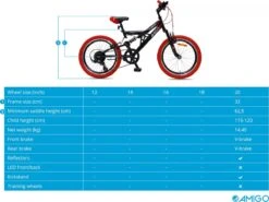 Amigo Fun Ride - Mountainbike 20 Inch - Voor Jongens En Meisjes - Met 7 Versnellingen - Zwart/Rood 21 Amigo Fun Ride - Mountainbike 20 Inch - Voor Jongens En Meisjes - Met 7 Versnellingen - Zwart/Rood -Professionele Winkel Voor Fietsuitrusting 1200x899 4