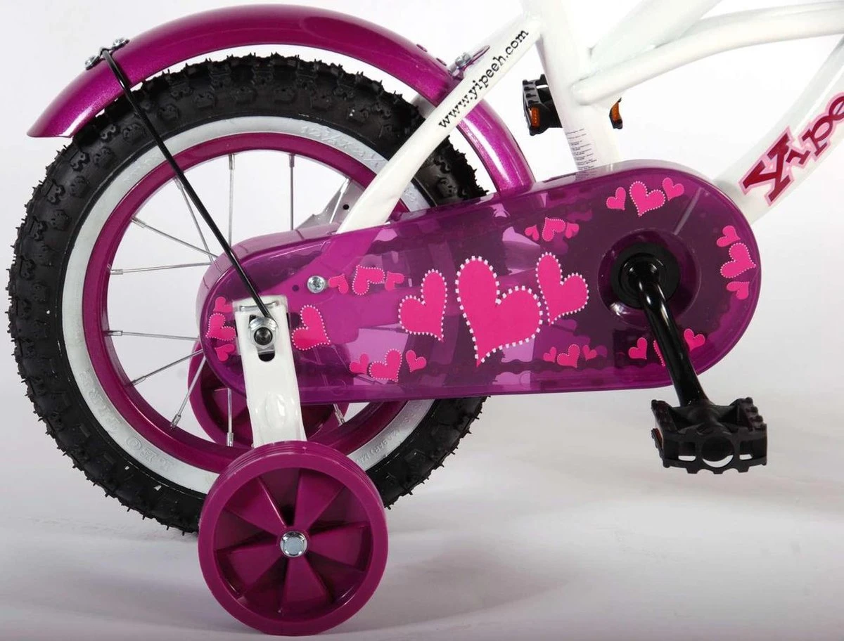 Volare Heart Cruiser Kinderfiets - Meisjes - 12 Inch - Wit Paars 7 Volare Heart Cruiser Kinderfiets - Meisjes - 12 Inch - Wit Paars - Afbeelding 5
