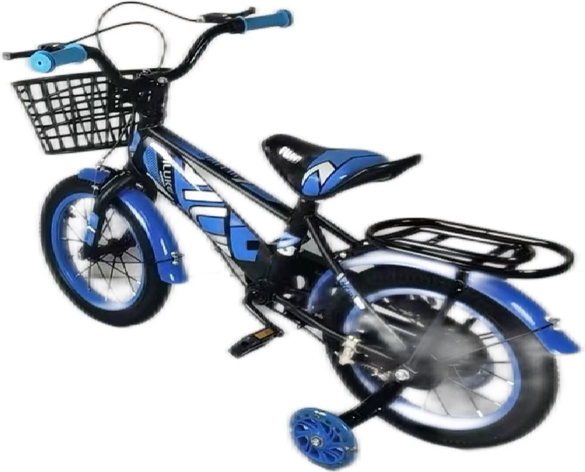 Kinderfiets - 14 Inch Kinderfiets -vanaf 3-5 Jaar Jongens En Meisjes Fietsen - Terugtrap -Rem -Stabilisatoren(2 Zijwieltjes)- Mandje - Achterbank - Blauw 6 Kinderfiets - 14 Inch Kinderfiets -vanaf 3-5 Jaar Jongens En Meisjes Fietsen - Terugtrap -Rem -Stabilisatoren(2 Zijwieltjes)- Mandje - Achterbank - Blauw - Afbeelding 4